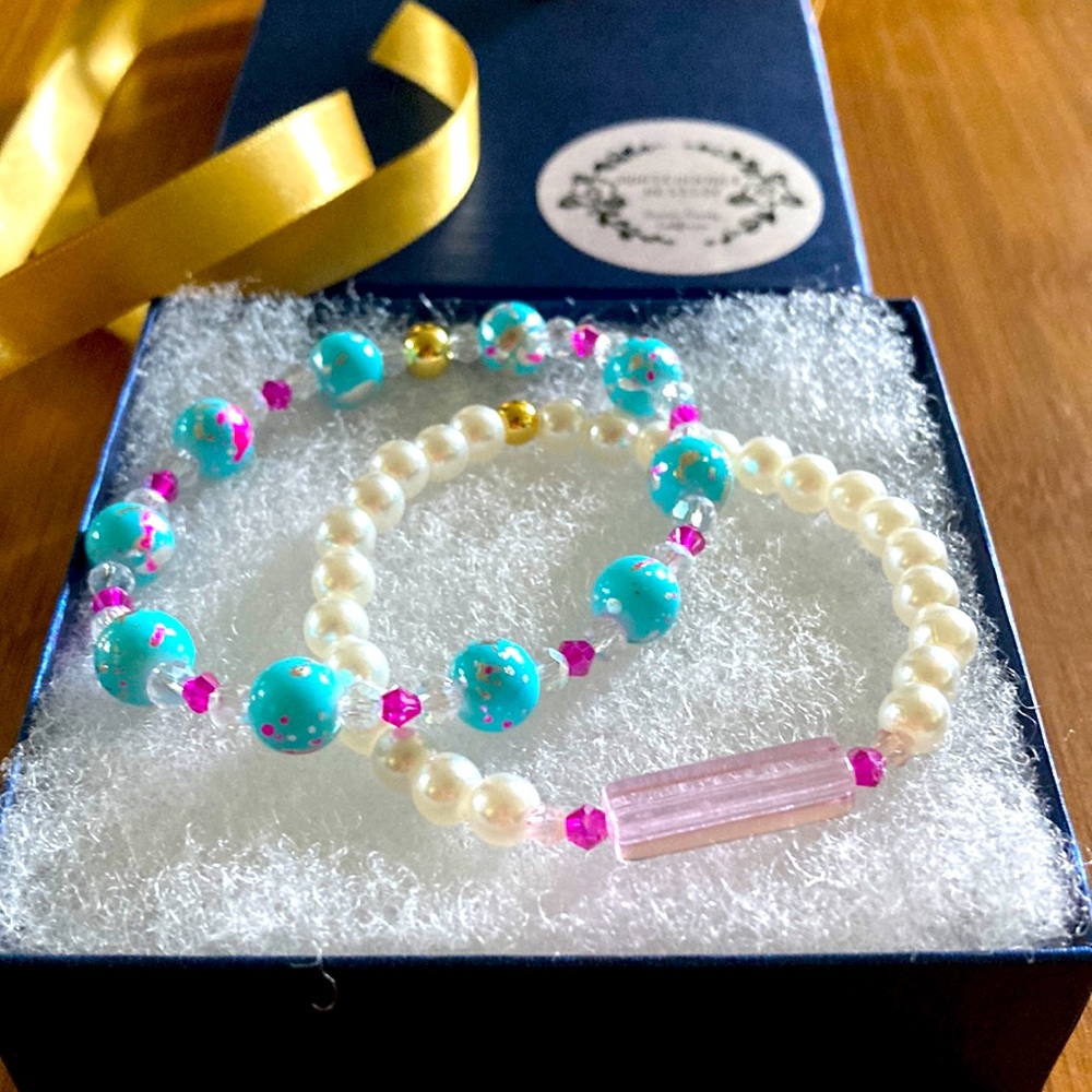 Pearls and Pink Bracelet Set